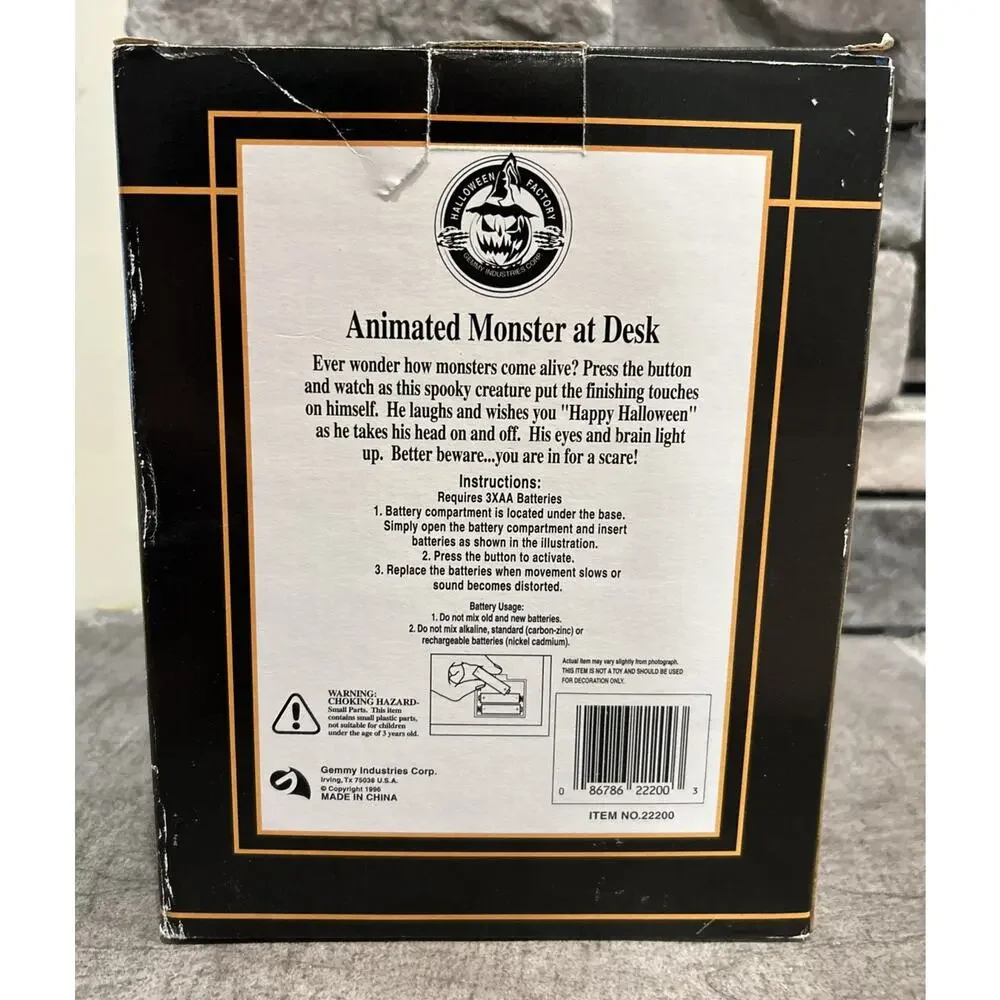 Gemmy Halloween Frankenstein Monster At Desk 1996 Animated Halloween Factory